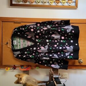Em & Sprout Floral black and grey bat knit cardigan sweater womens size 2xl.